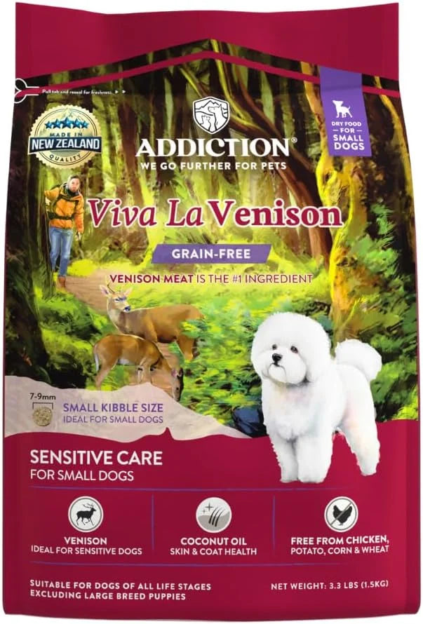 Addiction Viva La Venison All Life Stages Small Breed Grain-Free Premium Venison Dry Dog Food Crafted in New Zealand - 3.3...