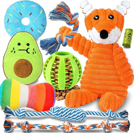 Zeaxuie 9 Pack Luxury Puppy Toys for Teething Small Dogs, Puppy Chew Toys with Cute Squeaky Dog Toys, Ball and More Rope D...