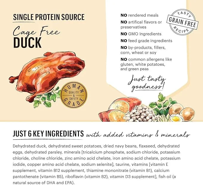 The Honest Kitchen Limited Ingredient Duck Grain Free Dehydrated Dog Food - Duck, 10 Pound Box - Product Image