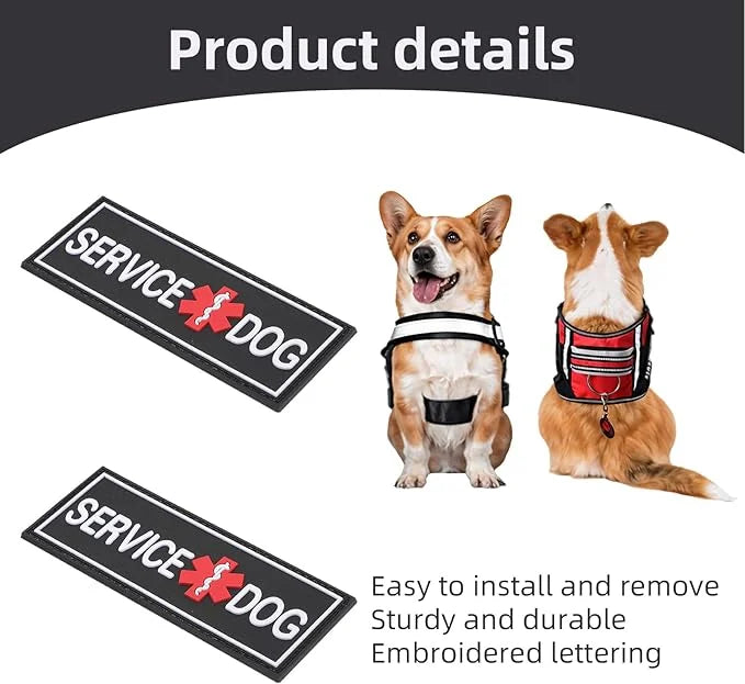 2Pcs Service Dog Patches for Harness, Removable Emotional Support Dog Vest Patches, Black in Training Dog Patch, Working D...