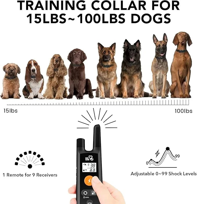 DOG CARE Dog Training Collar with Remote - Dog Shock Collar for All Dogs with 1800FT Remote, Rechargeable Dog Bark Collar ...