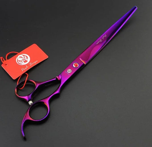 Purple Dragon 8.0 inch Professional Pet Grooming Scissors,Dog Straight Shear, Thinning/Blending Scissor & 2 PCS Curved She...