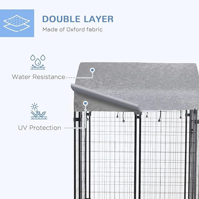 PawHut 4' x 4' x 4.5' Dog Kennel Outside, Dog Playpen Exercise Pen with Lockable Door, Water-Resistant Canopy, for Medium ...