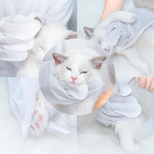 Pet Grooming Glove - Gentle Deshedding Brush Glove, Pet Bathing Wipes - Enhanced Five Finger Design - Daily Care and Trave...