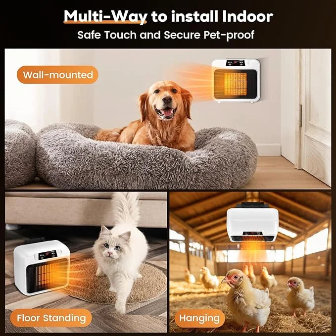 600W Dog House Heater With Time Setting (2 4 8 H), 300/600W 2 Mode Electric Pet Heater for Indoor/Outdoor Use, Livestock K...