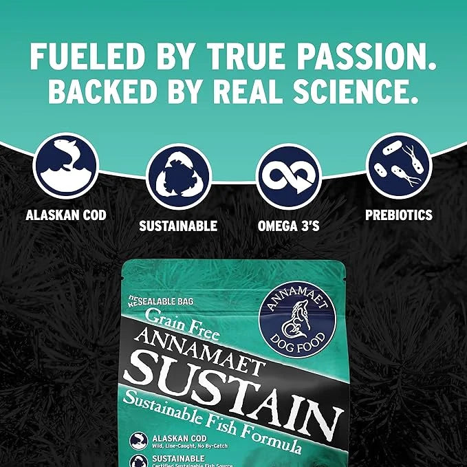 Annamaet Grain-Free Sustain Formula Dry Dog Food, (Line-Caught Cod & Free-Range Turkey), 5-lb Bag - Product Image