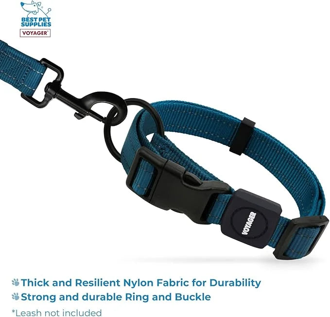 Best Pet Supplies Reflective Dog Collar with Adjustable Length, Heavy-Duty Buckle, and Strong Leash D-Ring, Training, Walk...