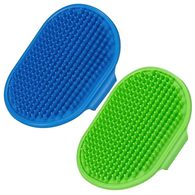 2 Pack Dog Grooming Brush, Premium Pet Bath Brush with Adjustable Ring Handle for Bathing - Massaging -Hair Removal - on W...