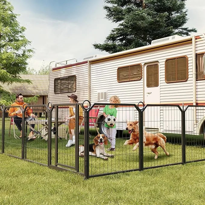 Dog Playpen Portable Extra Large 16 Panels 24" Height Adjustable with Gate, Perfect for Puppies and Small Dogs, Easy to St...