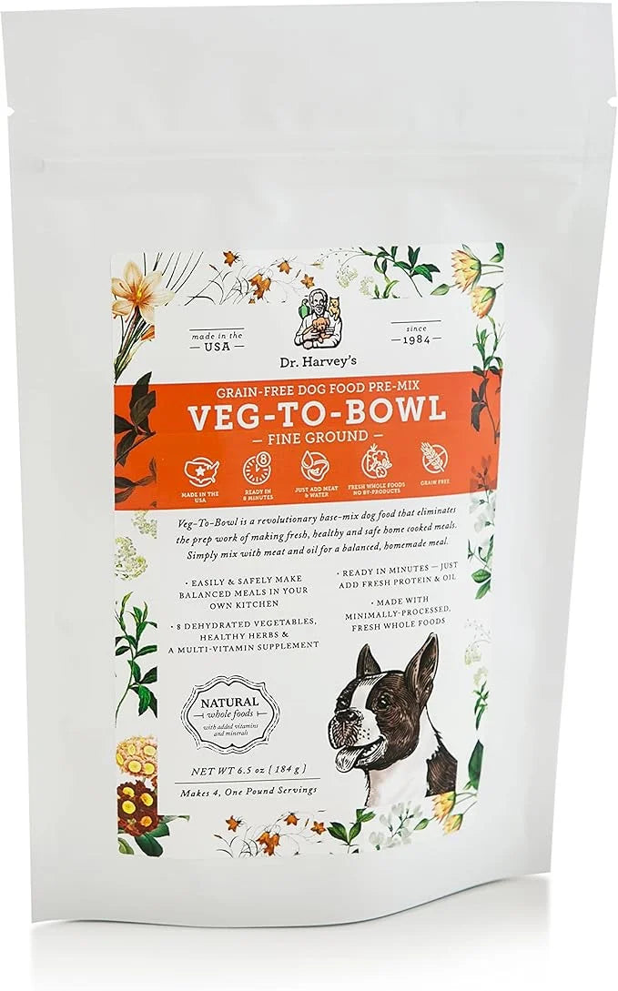 Dr. Harvey's Veg-to-Bowl Fine Ground Dog Food, Human Grade Dehydrated Base Mix for Dogs, Grain Free Holistic Mix for Small...