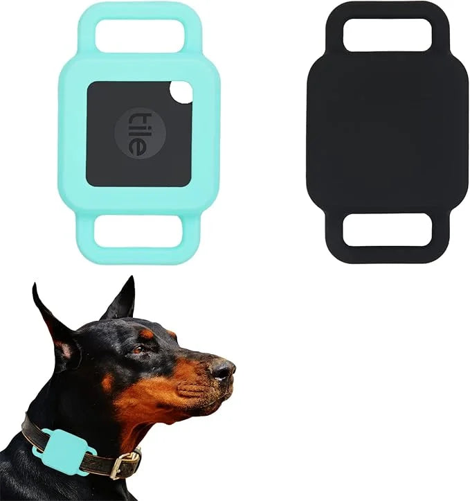 Silicone Tile Dog Collar Holder for Tile Pro 2020 & 2018, 2 Pack Tile Case Protective Cover for Pet Dog Cat (Black/Mint Gr...