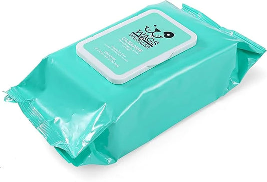 Wags & Wiggles Cleanse Hypoallergenic Wipes 100ct | Hypoallergenic Dog Wipes Fragrance Free | Waterless Bathing to Keep Pe...