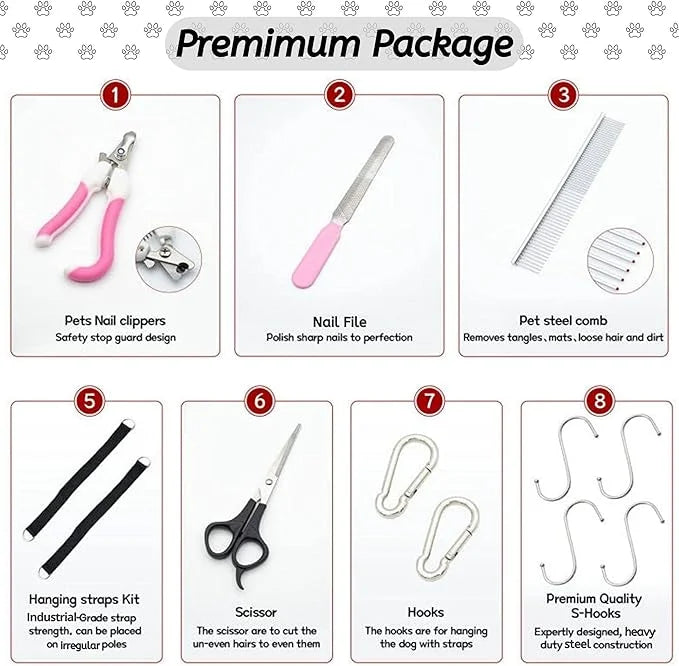 Pet Grooming Hammock for Multipurpose Use, 13 PCS Pet Grooming Kit for Cat & Dog Grooming, Dog Hammock with Nail Clippers/...