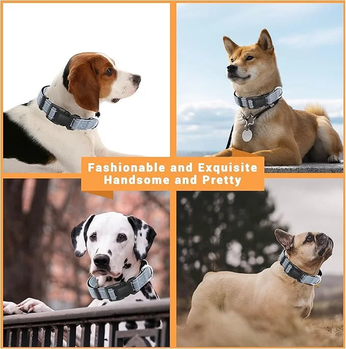 2 Pack Reflective Dog Collar with Safety Locking Buckle, Adjustable Soft Breathable Comfortable Nylon Pet Collar for Small...