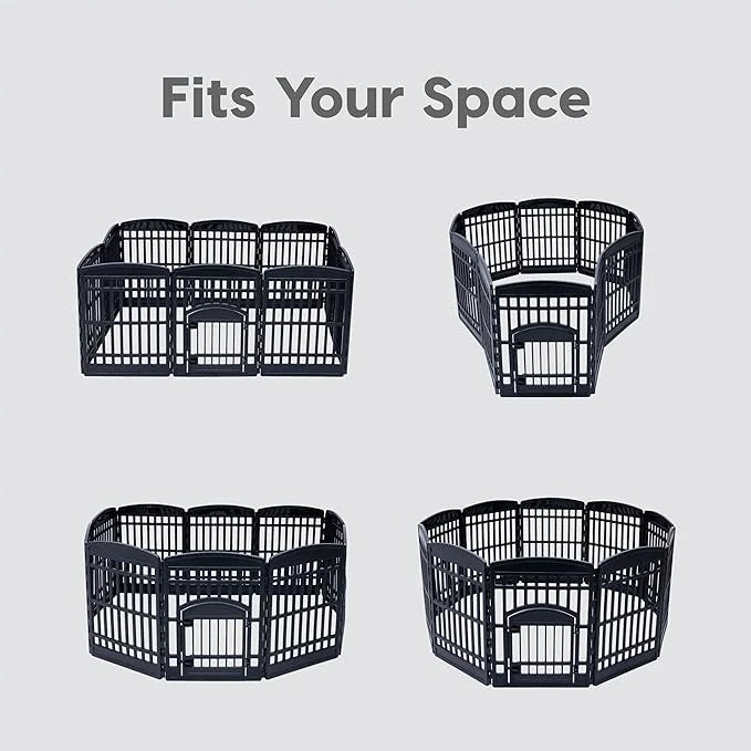 34" 8-Panel Pet Playpen with Door, Medium Large Dog Secure Easy Assemble Easy Storing Customizable + 34''H 2 Add on Panels...