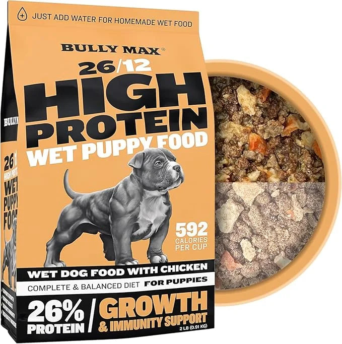 Bully Max Wet Puppy Food - Instant Fresh Dehydrated High Protein Soft Dog Food with Chicken - Healthy Growth for Small & L...