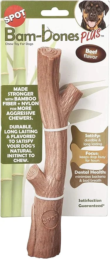 SPOT Bambones Bamboo Plus Bamboo Stick 2 Pack Bundle – Easy Grip Durable Dog Chew Toy for Aggressive Chewers & Puppies –A ...