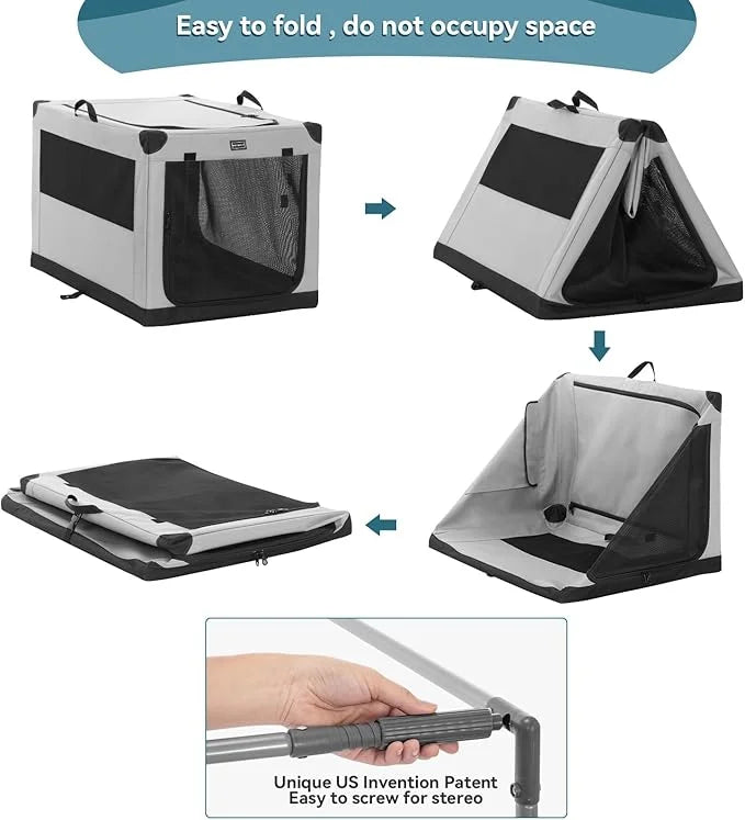 PETSFIT Portable Dog Crate, with Patented Adjustable Fabric Cover, Chewproof & Lockable Mesh Doors, Waterproof Base Collap...