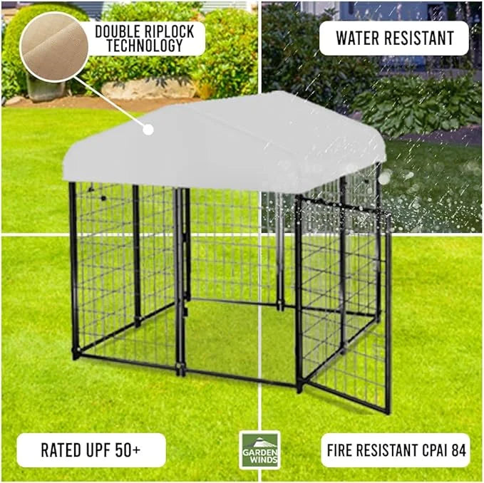 Garden Winds Custom Fit Replacement Canopy Top Cover Compatible with The Lucky Dog CL 60445 4’ Uptown Welded Outdoor Dog K...