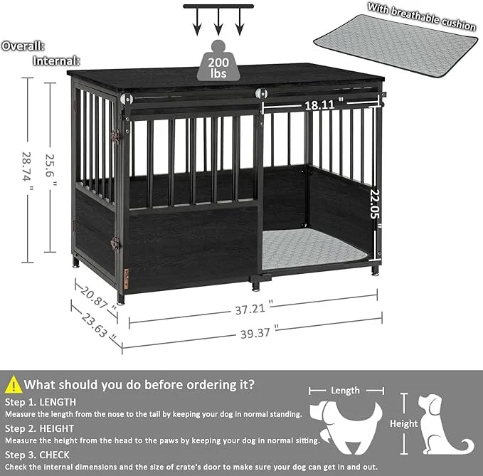 KOOPRO 40 Inch Dog Crate Furniture with Cushion for Small Medium Dogs, Wooden Heavy Duty Dog Kennel with Double Doors, Dec...