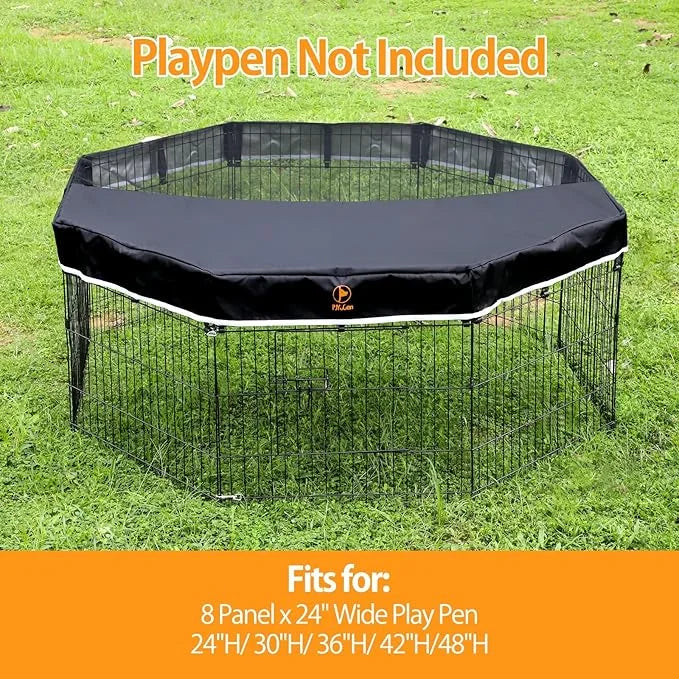 PJYuCien Dog Playpen Bottom Pad + Top Cover,Fits 24 Inch 8 Panels Regular Octagon Metal Exercise Pet Pen,Black (Note:Playp...