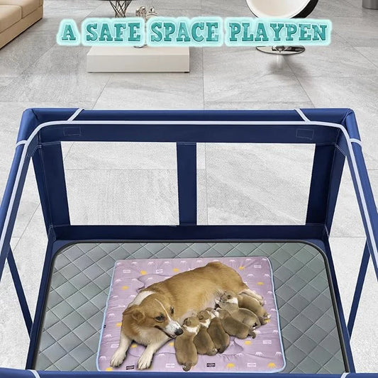42x42 Inches Puppy Playpen with Dog Pads, Playpen for Puppies or Small Dogs, Indoor & Outdoor Use, Sturdy Safety Pen with ...
