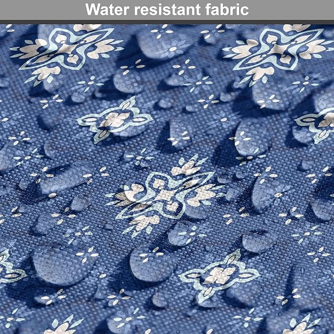 Lunarable Damask Blue Dog Crate Cover, Azulejo Talavera Inspired Continuous Pattern of Motif, Easy to Use Pet Kennel Cover...