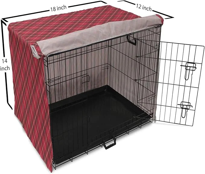 Lunarable Buffalo Plaid Dog Crate Cover, Rhombus Check Pattern with Warm Colored Pattern, Easy to Use Pet Kennel Cover for...