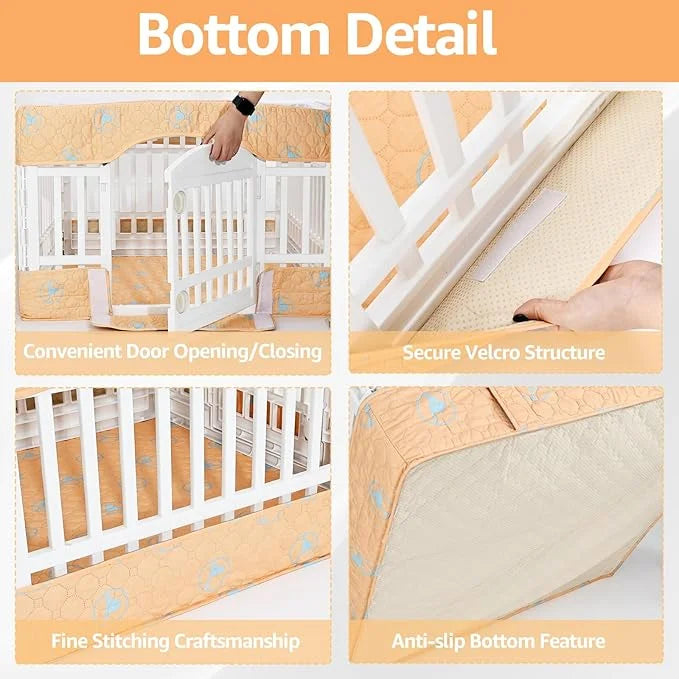 PJYuCien Dog Playpen Bottom Pad and Cover Fits for 36 Inch 4 Panels Exercise Pet Pen, Orange - Product Image
