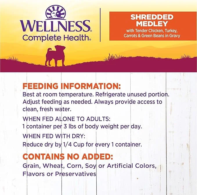 Wellness Petite Entrées Shredded Medley With Tender Chicken, Turkey, Carrots & Green Beans, 3-Ounce Cup (Pack of 12) - Pro...
