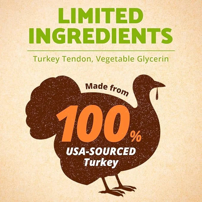 Afreschi Natural Turkey Tendon Bone (L) 1 Unit per Pack, Dog Treats for Signature Series, All Natural Human Grade Puppy Ch...
