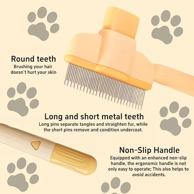 1Pcs Pet comb and Wall Corner Massage comb,for Dogs & Cats with Long & Short Stainless Steel Metal Teeth for Shedding and ...