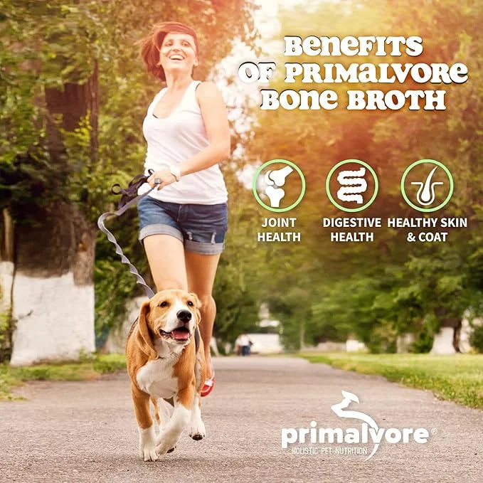 Primalvore All-Natural Duck Bone Broth for Dogs &Cats, Mobility Formula w/Collagen Peptides for Hip & Joints, Digestion, S...