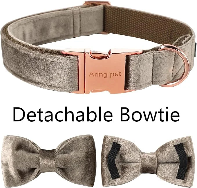 ARING PET Bowtie Dog Collar,Velvet Dog Collars with Detachable Bowtie, Adjustable Bow Tie Collar for Girl and Boy Dogs. - ...
