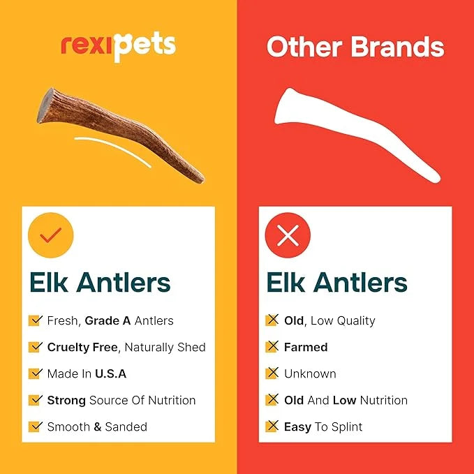 100% Natural - Antlers For Dogs - Elk Antlers for Very Large Dogs - Naturally Shed in USA - Grade A Dog Antler Chews - Dog...