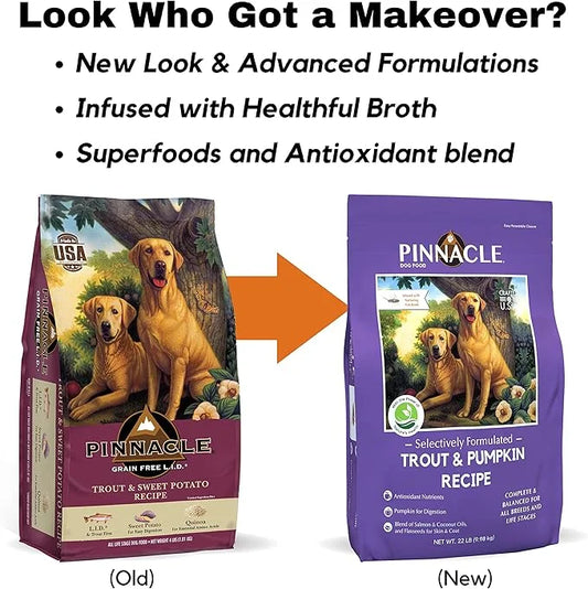 Pinnacle Trout & Pumpkin Dry Dog Food 4 lb, Infused with Broth - Product Image