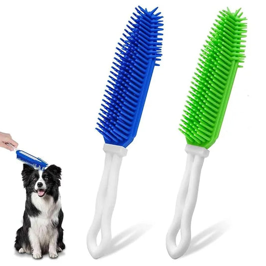 2 Pack Dog Grooming Bath Brush, Premium Soft Silicone Pet Brushes with Handle, Shampoo Soothing Comb for Wet Dry Long Shor...