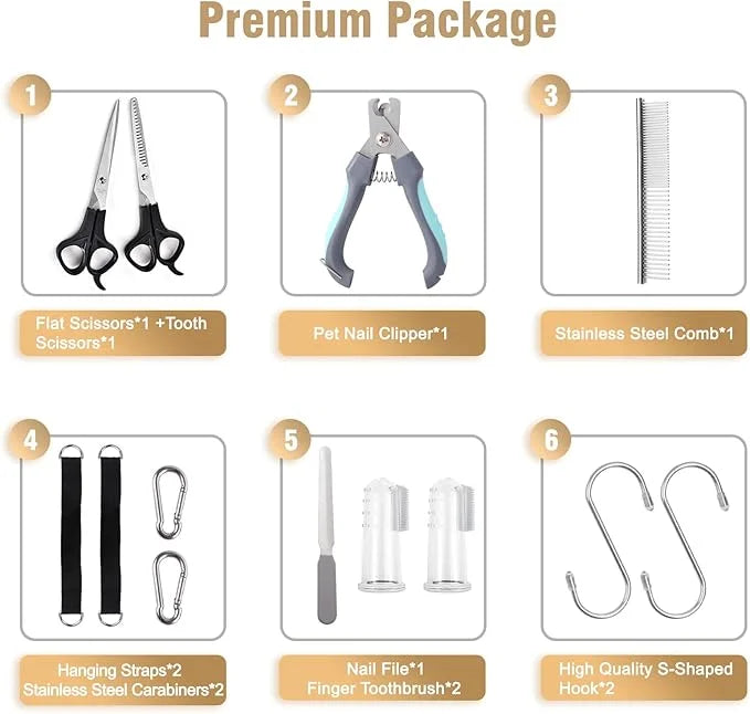 Pet Grooming Hammock for Dogs & Cats with Nail Clippers/Nail Trimmers/Scissors/Toothbrush, Dog Grooming Harness for Nail T...