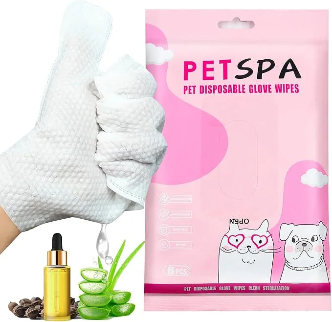 6 Pcs Pet Glove Wipes for Dogs and Cat, Cat Wipes Cleaning Fur and Butt, Pet Wipes for Cat and Dogs for Cleaning, Deodoriz...