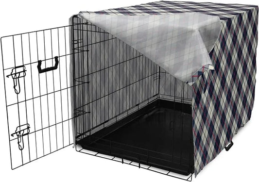 Lunarable Plaid Dog Crate Cover, Celtic Fashion Diagonal Retro Style Classical Irish Culture Inspiration, Easy to Use Pet ...