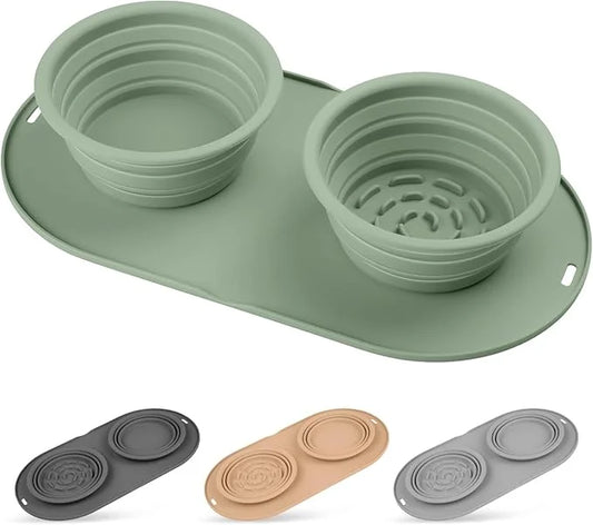 Puppy Dog Bowl,Travel Bowls Dog Food Bowls&Dog Water Bowls,No Spills,Collapsible Double Bowl,Suitable for Small and Medium...