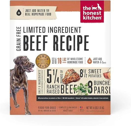 The Honest Kitchen Dehydrated Limited Ingredient Beef Dog Food, 4 lb Box - Product Image