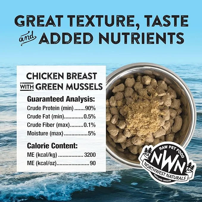 Northwest Naturals Freeze-Dried Chicken Breast with Green Lipped Mussels - Functional Topper - for Dogs and Cats - Limited...