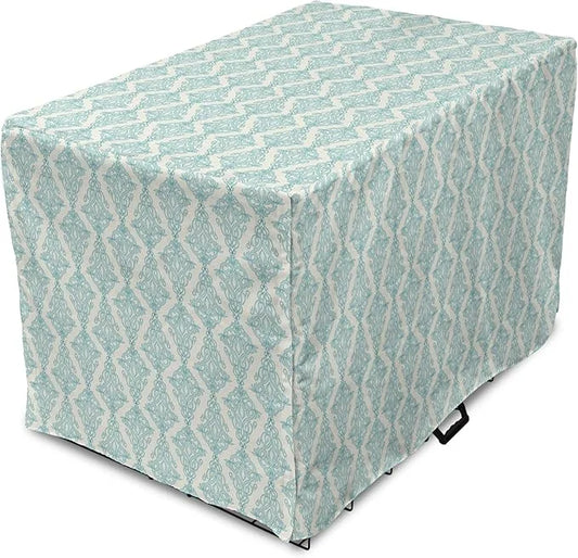 Lunarable Damask Blue Dog Crate Cover, Vintage Antique Pattern with Classic Victorian Motif, Easy to Use Pet Kennel Cover ...