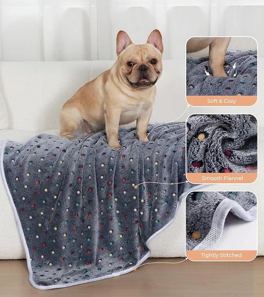 1 Pack 6 Blankets Dog Cat Soft Fluffy Fleece Pet Blanket Warm Cute Print Design Puppy Kitten Blanket Doggy Dot Small(23"x1...
