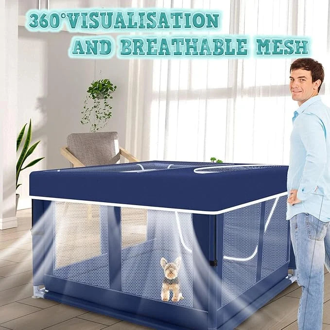 42x42x25.6 Inch Puppy Playpen with Cover, Dog Playpen for Puppies or Small Dogs, Pet Fence for Indoor & Outdoor, Sturdy Sa...