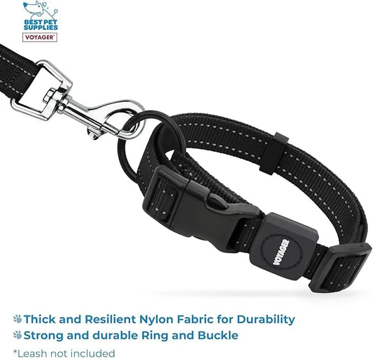 Best Pet Supplies Reflective Dog Collar with Adjustable Length, Heavy-Duty Buckle, and Strong Leash D-Ring, Training, Walk...