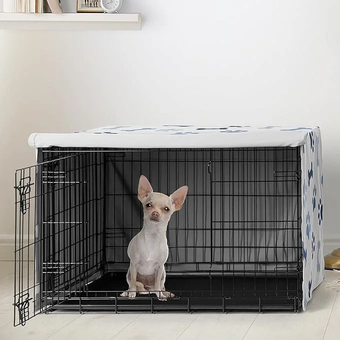 Sweet Jojo Designs 24in. Small Dog Crate Cover (Bones and Paw Prints) for Boys Pet Cage, Kennel Covers (Modern, Cartoon, D...