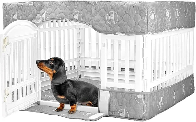 PJYuCien Dog Playpen Bottom Pad and Cover Fits for 36 Inch 4 Panels Exercise Pet Pen,Grey - Product Image