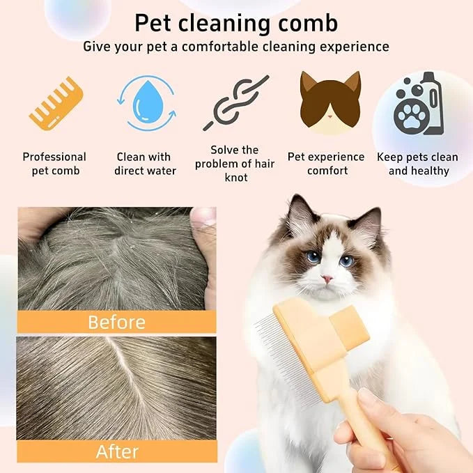 1Pcs Pet comb and Wall Corner Massage comb,for Dogs & Cats with Long & Short Stainless Steel Metal Teeth for Shedding and ...